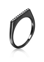 Dainty CZ Crystal Black Bar Stackable Ring