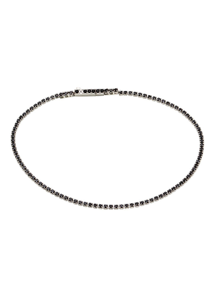 Crystal Sterling Silver Tennis Bracelet - Black CZ