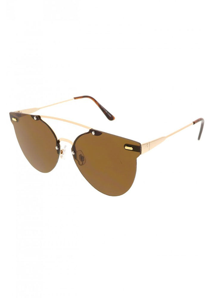 Modern Rimless Aviator Sunglasses Gold Brown Lens