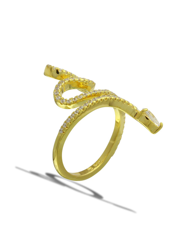 Gold Crystal Snake Ring