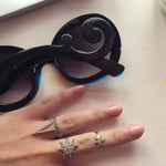 Crystal Starburst Chain Linked Knuckle Ring