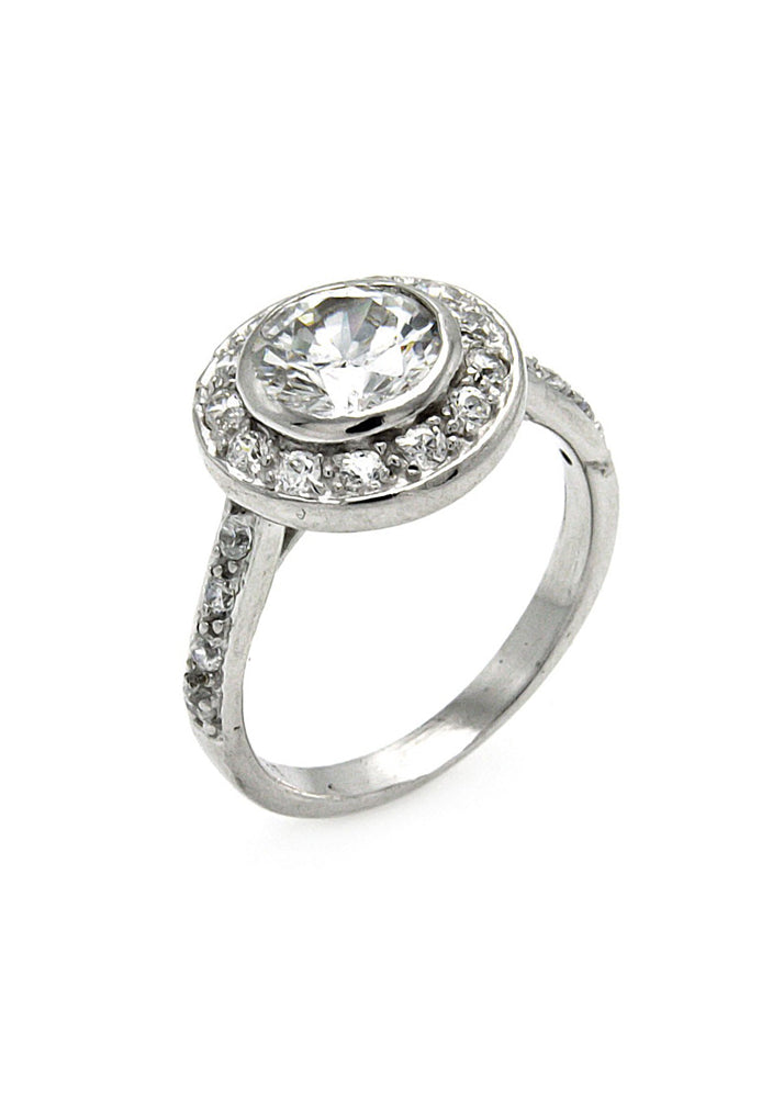 Diana Sterling Silver Round Crystal Ring
