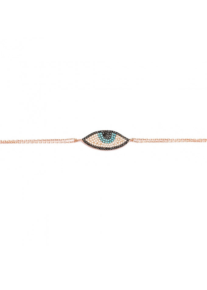 Eye Believe Crystal Double Strand Rose Gold Bracelet