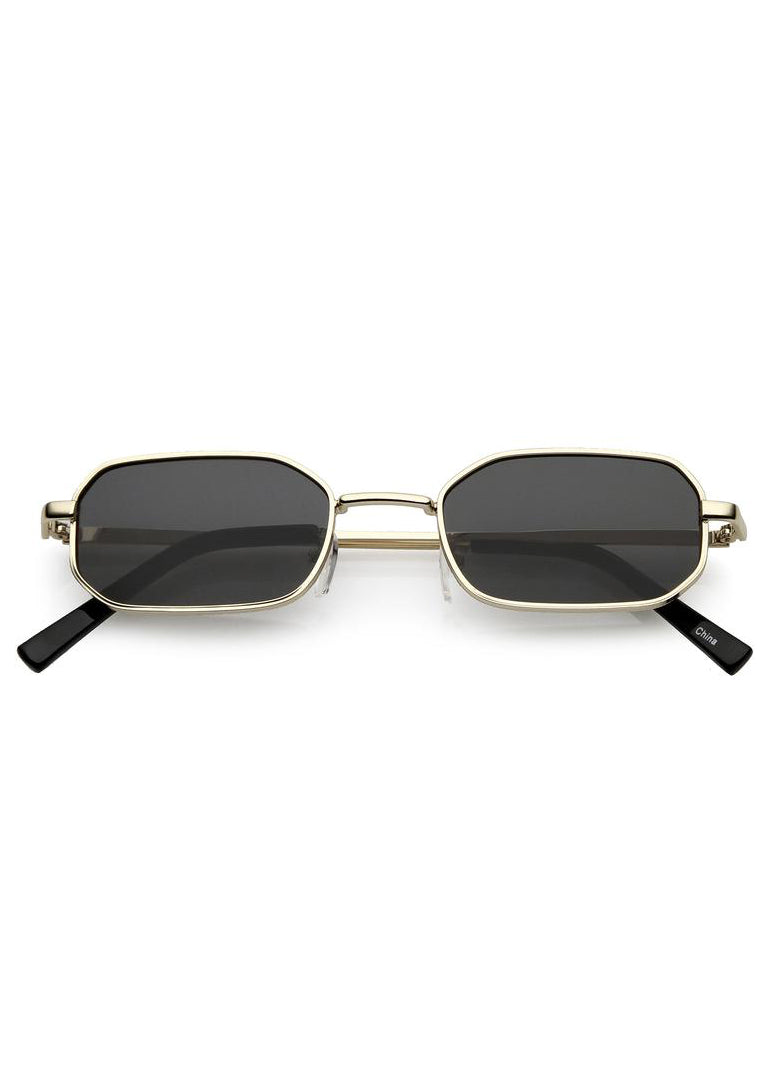 Tiny Rectangle Sunglasses - Gold / Black Lens