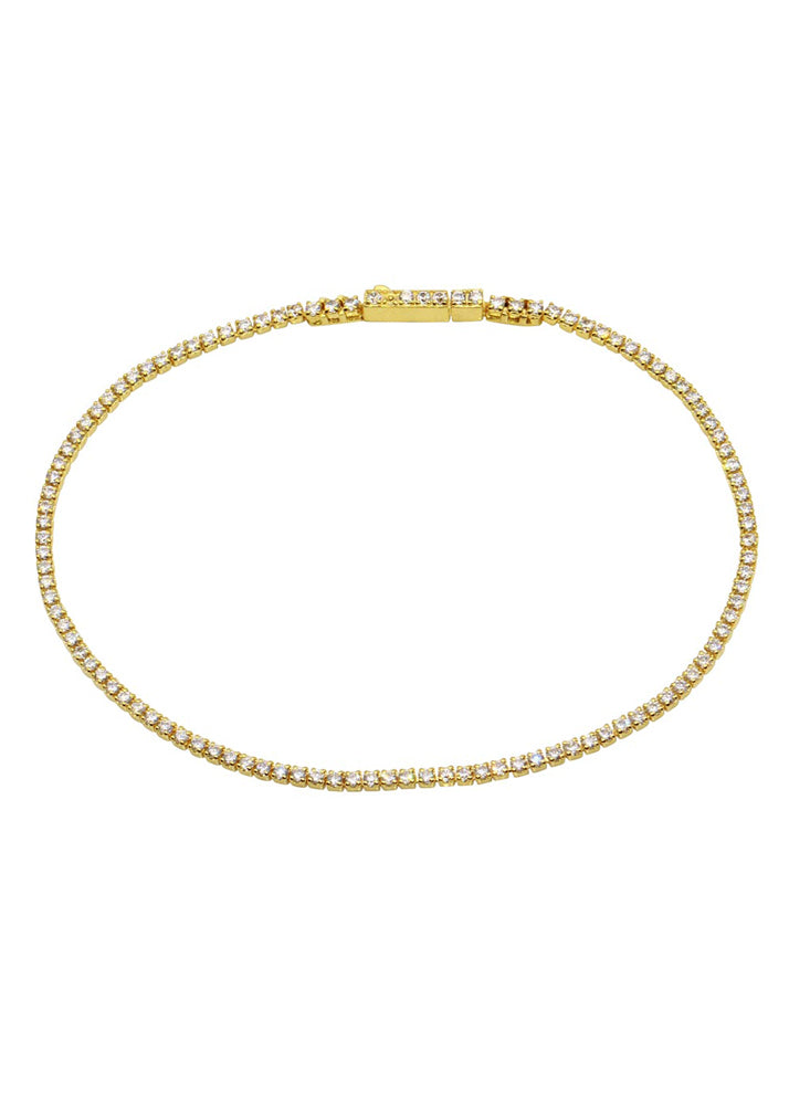 Crystal Sterling Silver Gold Vermeil Tennis Bracelet