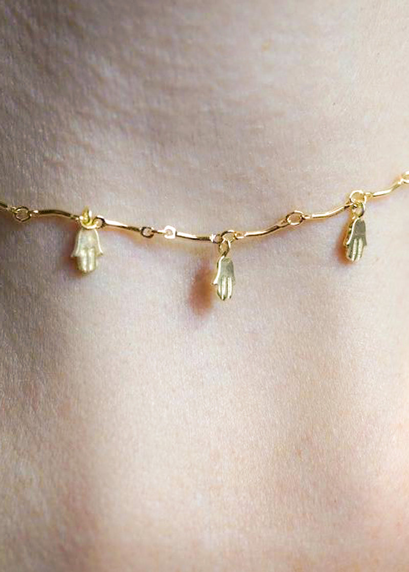 Tiny Hamsa Gold Choker Necklace