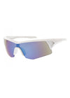 Moto Sport Wrap Mirrored Sunglasses - White / Blue