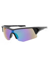 Moto Sport Wrap Mirrored Sunglasses - Black / Blue