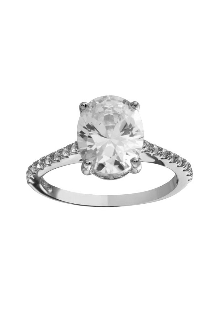 Oval Solitaire CZ Sterling Silver Ring