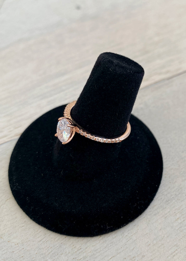 Rose Gold CZ Oval Ring