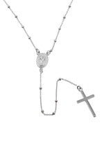 Beaded Rosary Necklace Sterling Silver