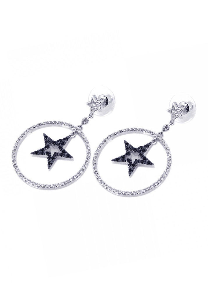 Crystal Moon & Stars Sterling Silver Drop Earrings