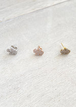 Tiny Crystal Hamsa Hand Stud Earrings 