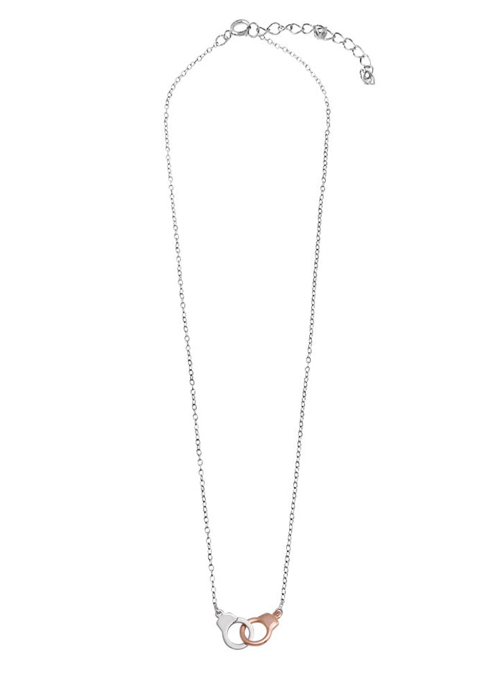 Two Tone Sterling Silver Handcuff Necklace