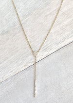 Dainty Gold Crystal Y Chain Lariat Necklace