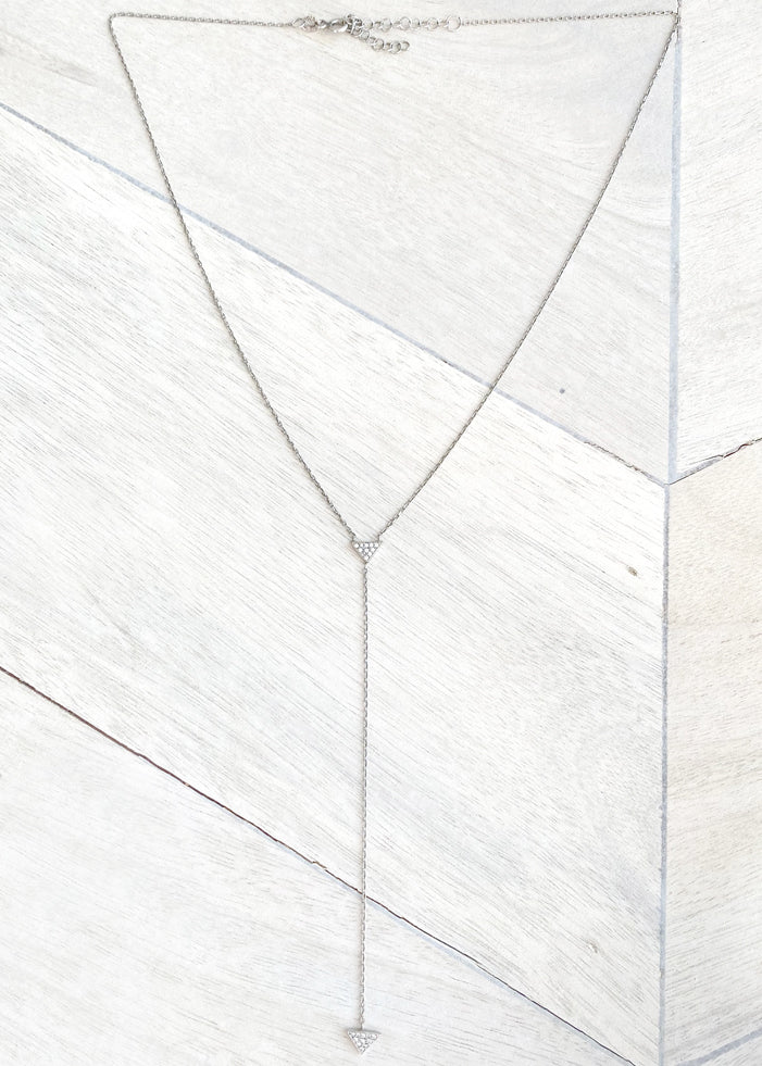 Dainty Crystal Triangle Y Chain Lariat Necklace