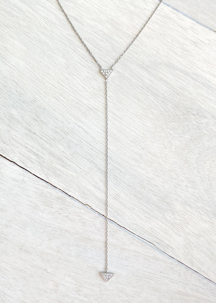 Dainty Crystal Triangle Y Chain Lariat Necklace
